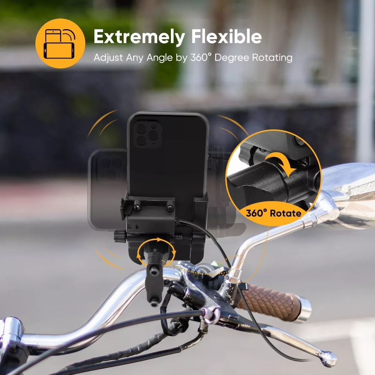 Aluminio Porta Celular Soporte Moto Telefono, Puede Recargar