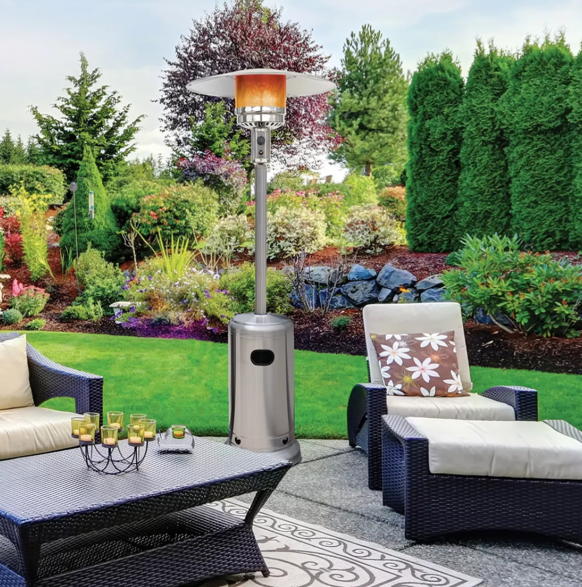 Calenton Patio Acero-inoxidable 48kbtu,con Protección Volteo