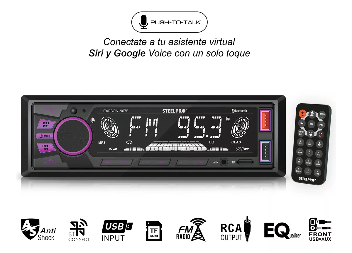 Kit Autoestéreo Steelpro Bluetooth + Bocinas 6.5 Soundstream