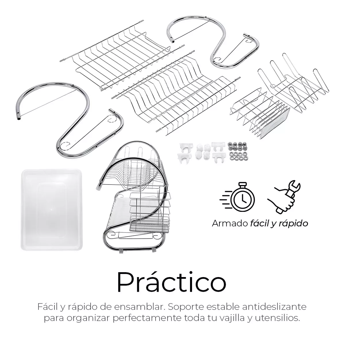 Escurridor De Cubiertos De Cocina Trastes Cromado Moderno