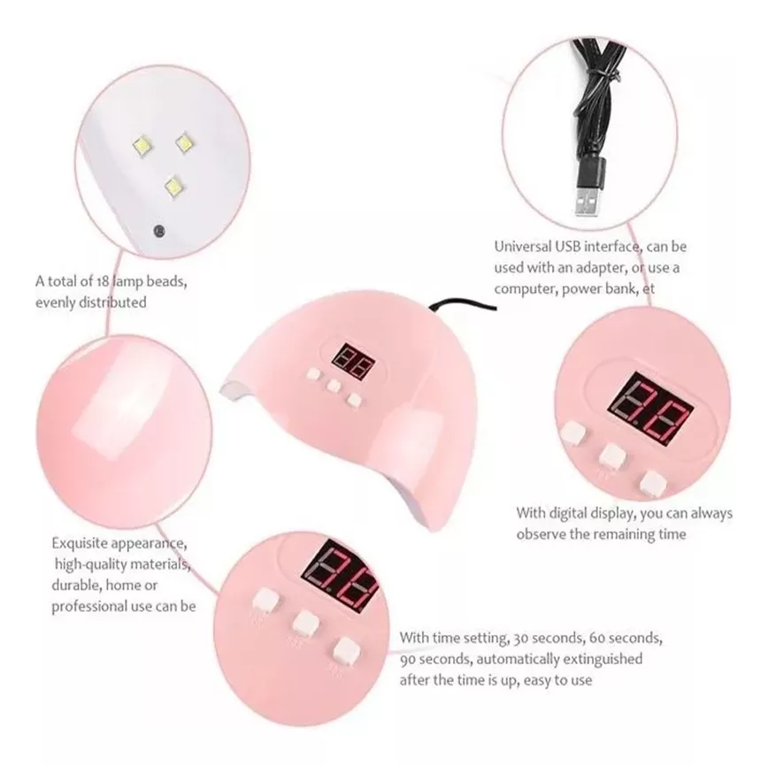 Kit De Uñas Lámpara Quanna Led Con Lámpara Uv Portátil mini Juego De Herramientas De Manicura Juego De Arte De Uñas Taladro Eléctrico Para Uñas 54w18