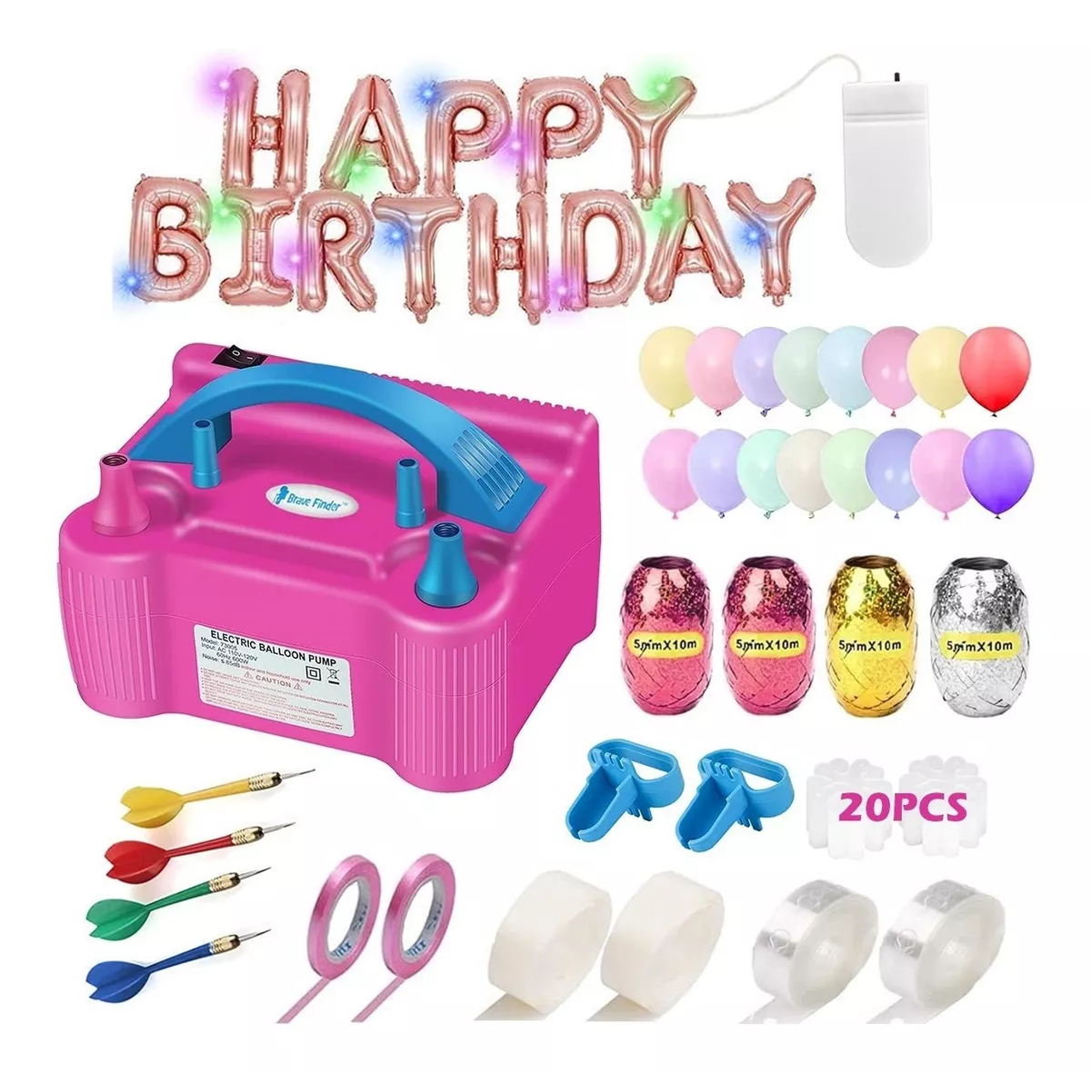 Bomba Electrica Para Inflar Globos Doble Inflador Fiestas