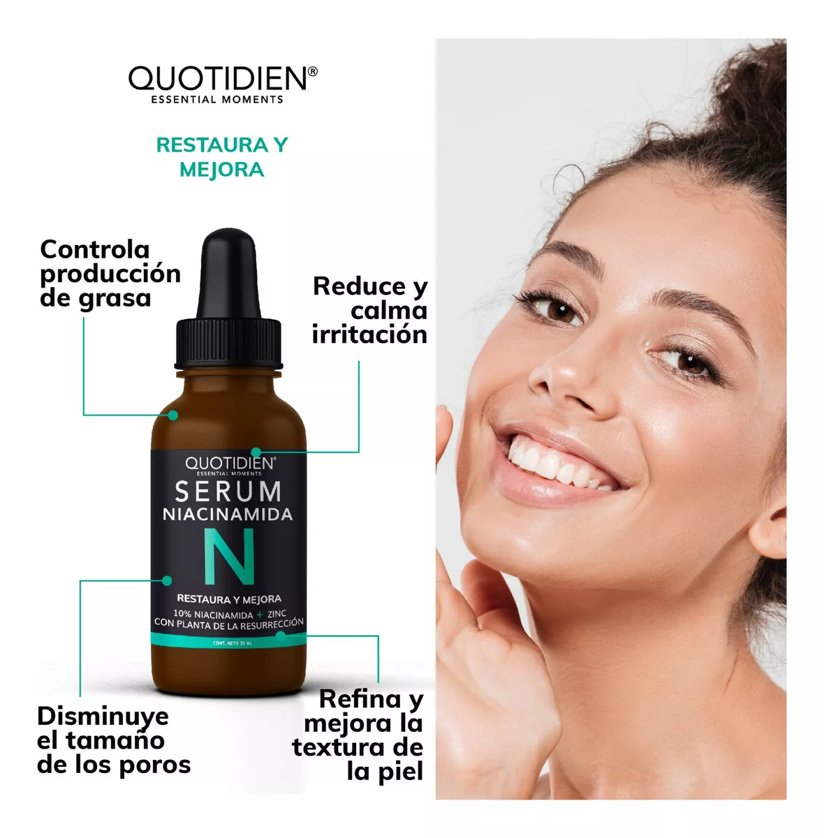 Kit Limpiador Facial + Tonico Facial + Serum Vitamina C + Suero Acido Hialuronico + Serum Niacinamida + Suero Ácido Glicolico + Gel Contorno De Ojos Quotidien Kit Hidratacion Facial - Paquete