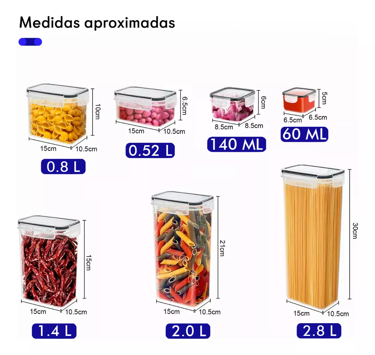 Recipientes Herméticos Para Almacenamiento De Alacena Chefs Path CP-Tall Negro