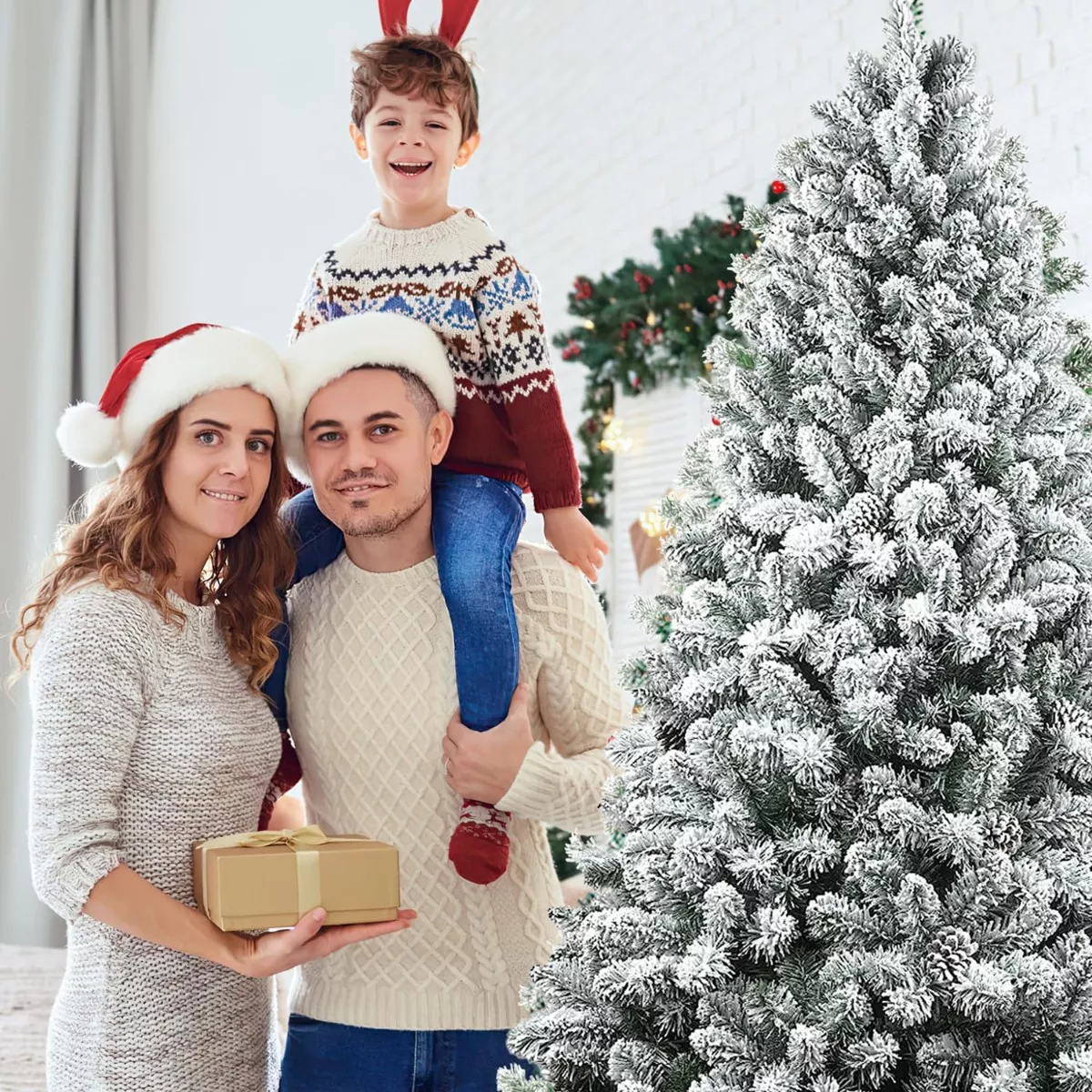 Árbol De Navidad Nieve Artificial 1.80m 800 Ramas Blancas