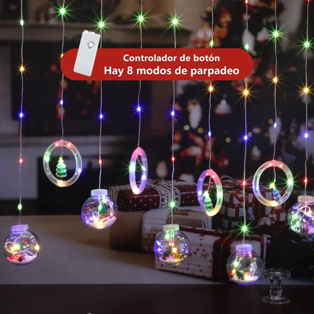 Serie De Luces Navideñas Led Cm-top Cascada De Esfera Decoración 3m 8 Modos Rgb Impermeable Y Resistente 10 Luces Blancas Colgantes