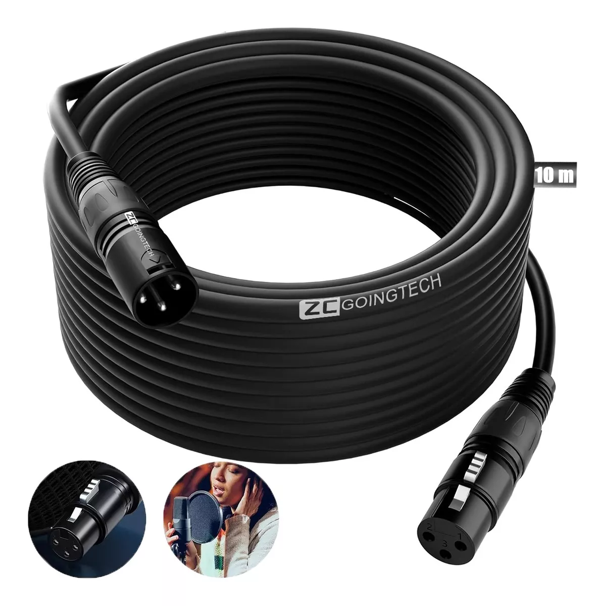 10m Cable Para Microfono,cable Xlr Balanceado Dual Shielded