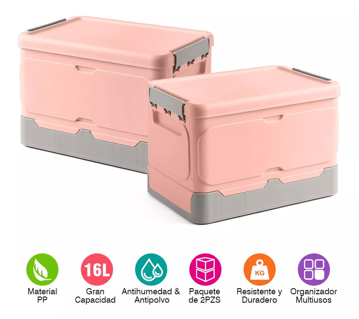 Caja Almacenamiento Plegable 2pzs Organizador Hogar Con Tapa