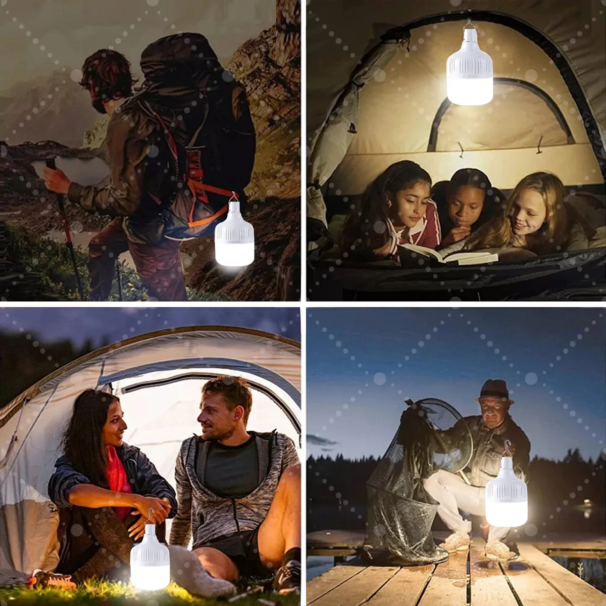 2pzs portatil recargable emergencia usb 80w lámpara foco led 8cmx13.5cm blanco frio 5 modos de iluminación recargables de emergencia