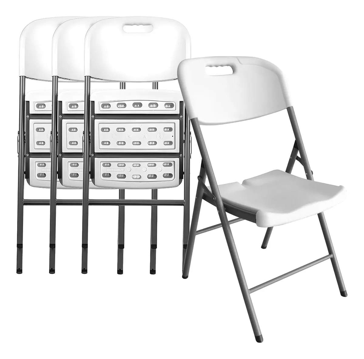 4 Sillas Plegables Plástico Reforzado De Exterior/interior