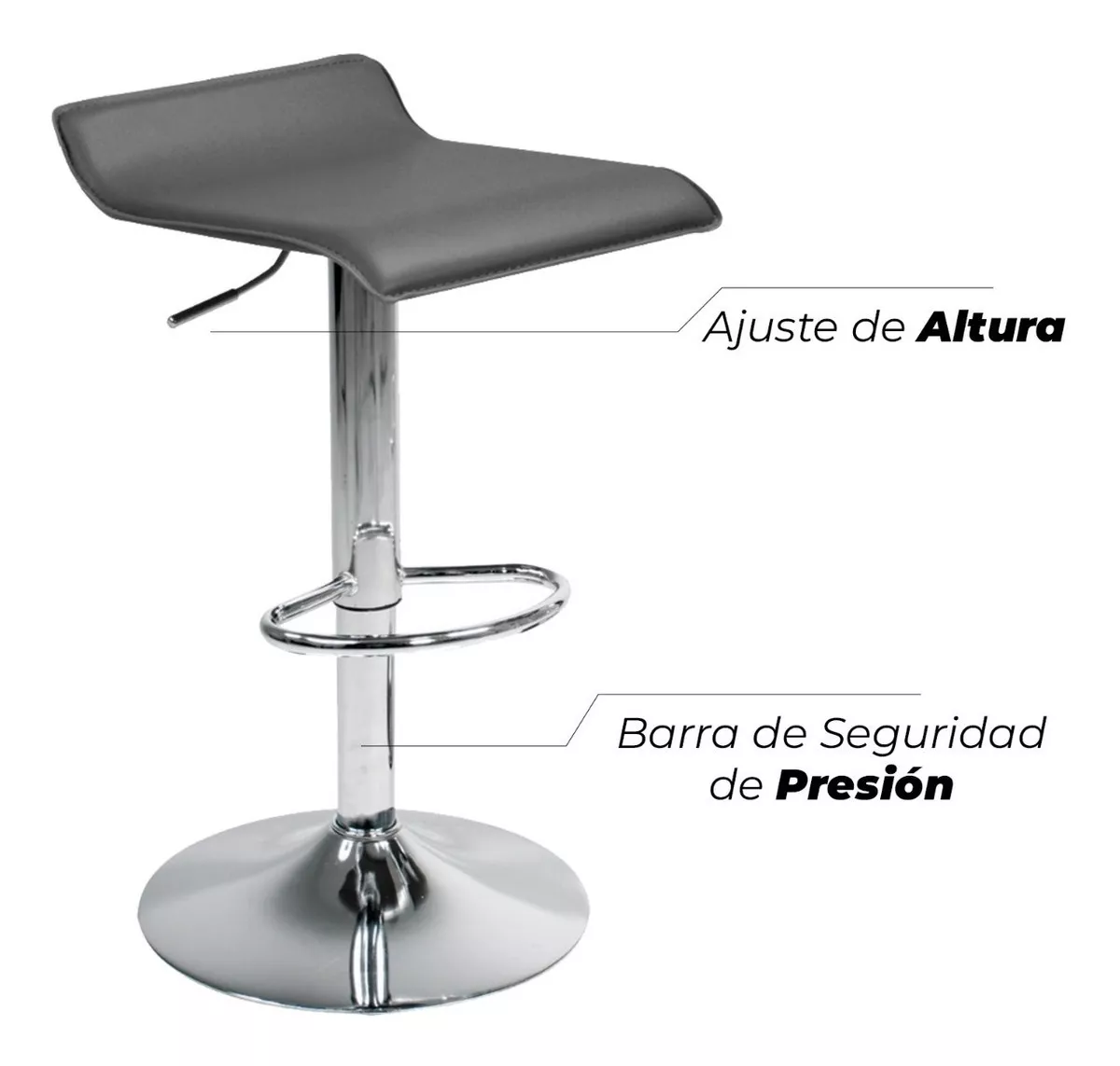 2 Bancos Altos Gris Barra Cocina Bar Cantina Cafeteria Antro Acabado de la estructura Cromado