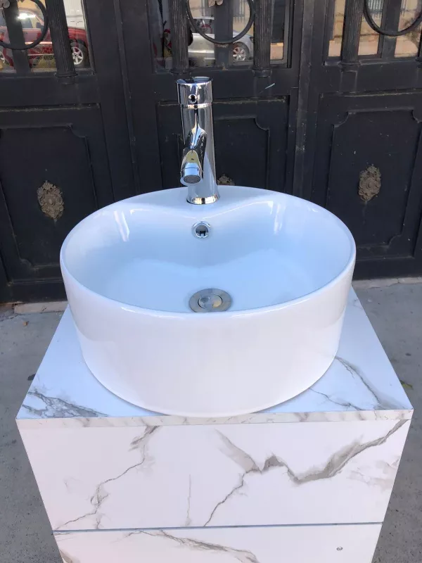 Kit Ovalin Ceramica Redondo+monomando Lavabo Baño+accesorios