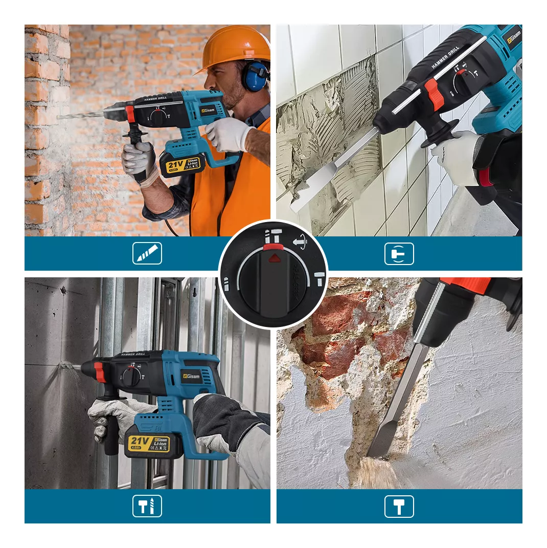 Rotomartillo Inalámbrico Taladro Sds-plus Gisam W3747 2200w