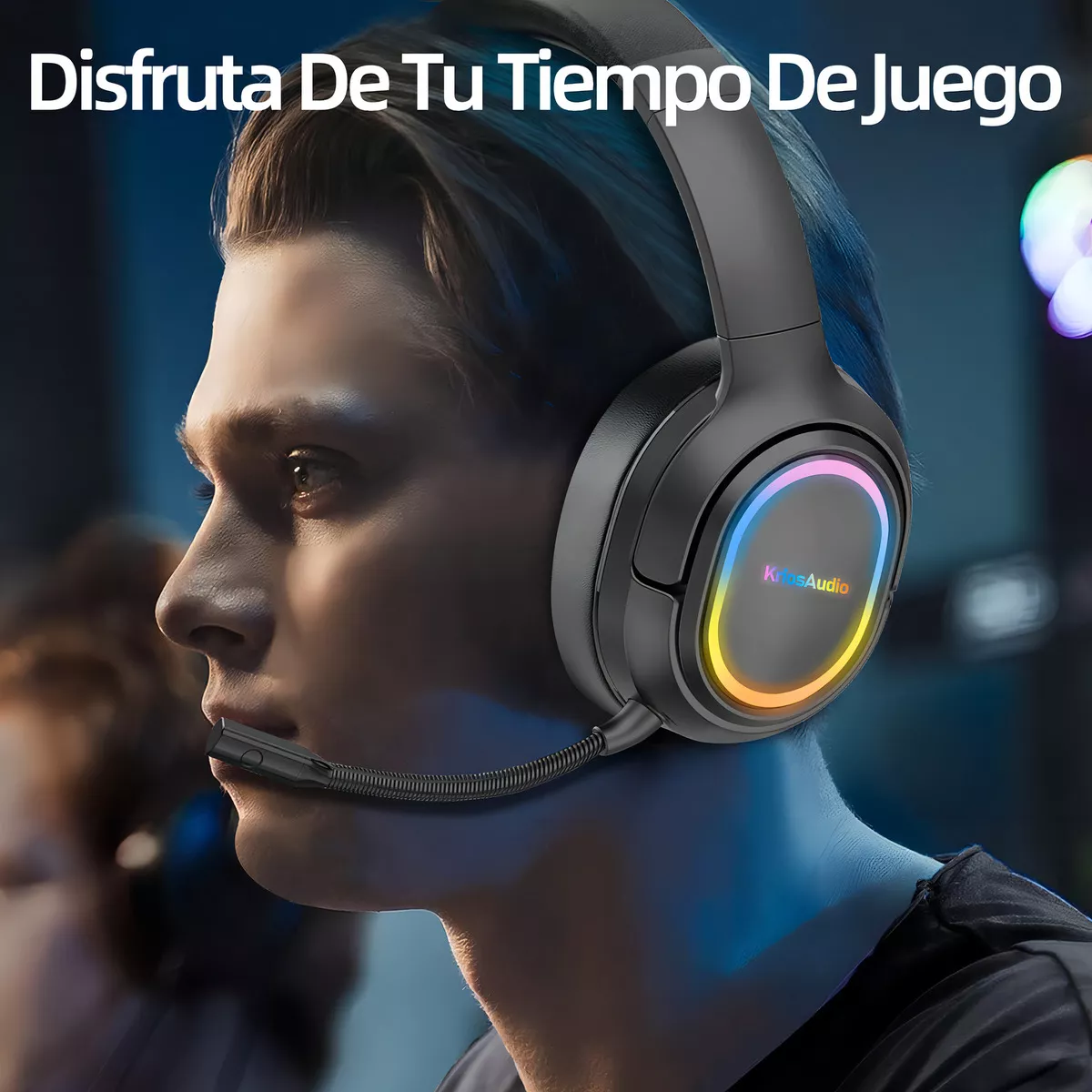 Audífonos Inalámbricos Diadema Bluetooth Gamer Headset KRIOS Bk3 Con Micrófono Luz Led Manos Libres Para Xbox Ps4 Pc