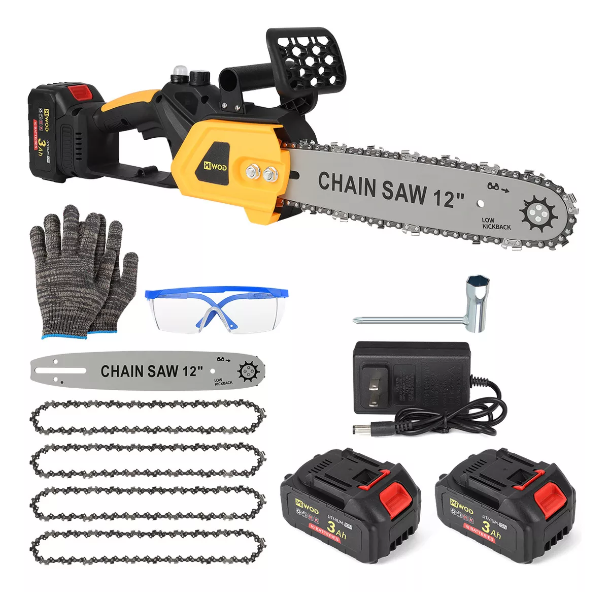 Motosierra Eléctrica Portátil Inalámbrica Dos Baterías 12 In