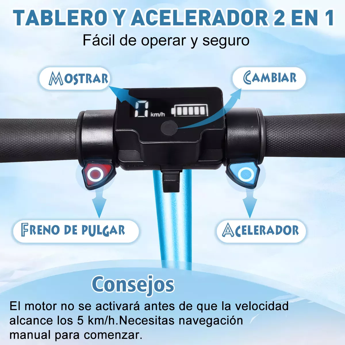 Scooter Patín Eléctrico Led 250w 16km/h 5.2ah Con Rodilleras