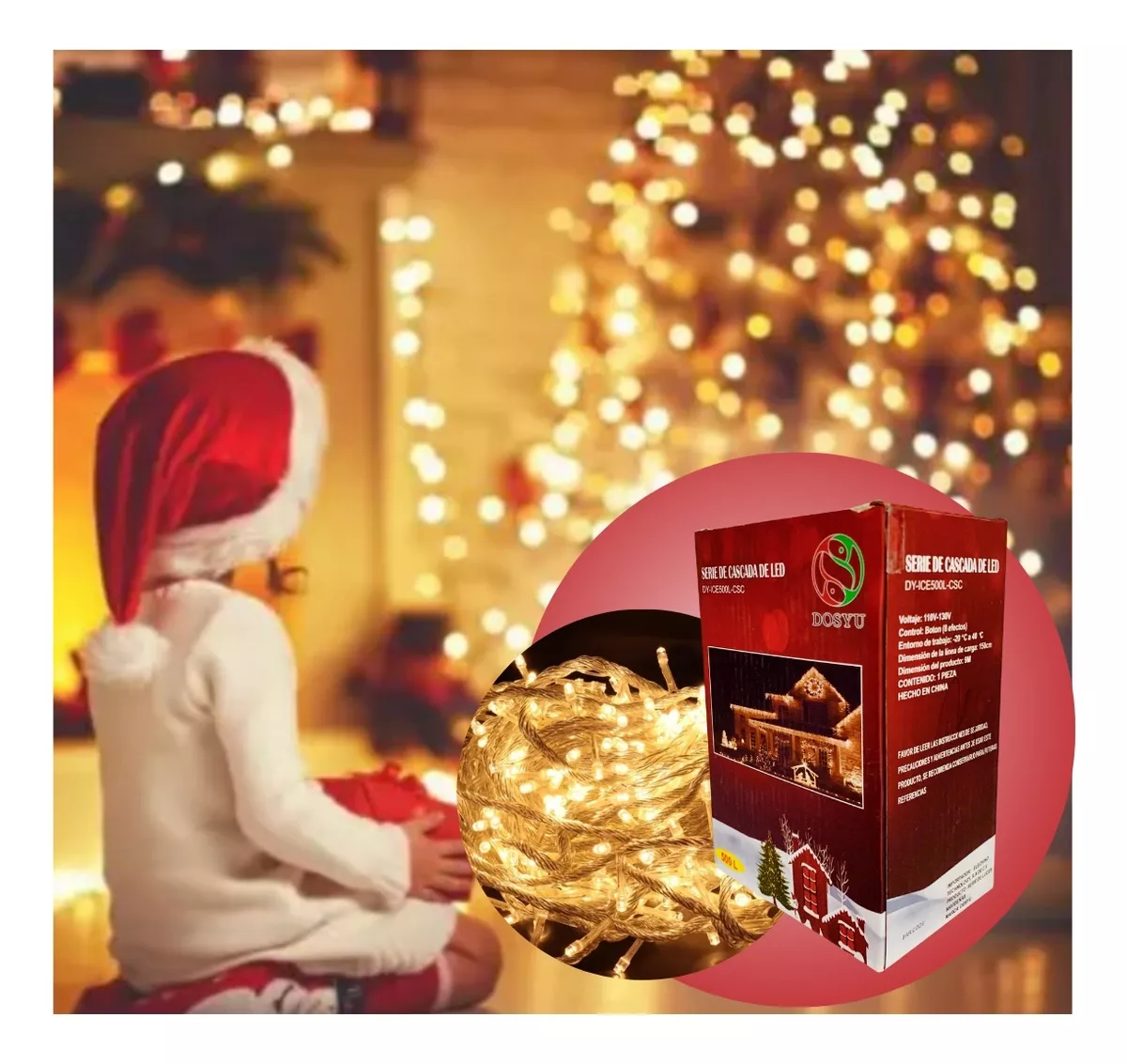 Luces Led Cascada 9m 500l Dosyu Transparente Dy-ice500l-csc