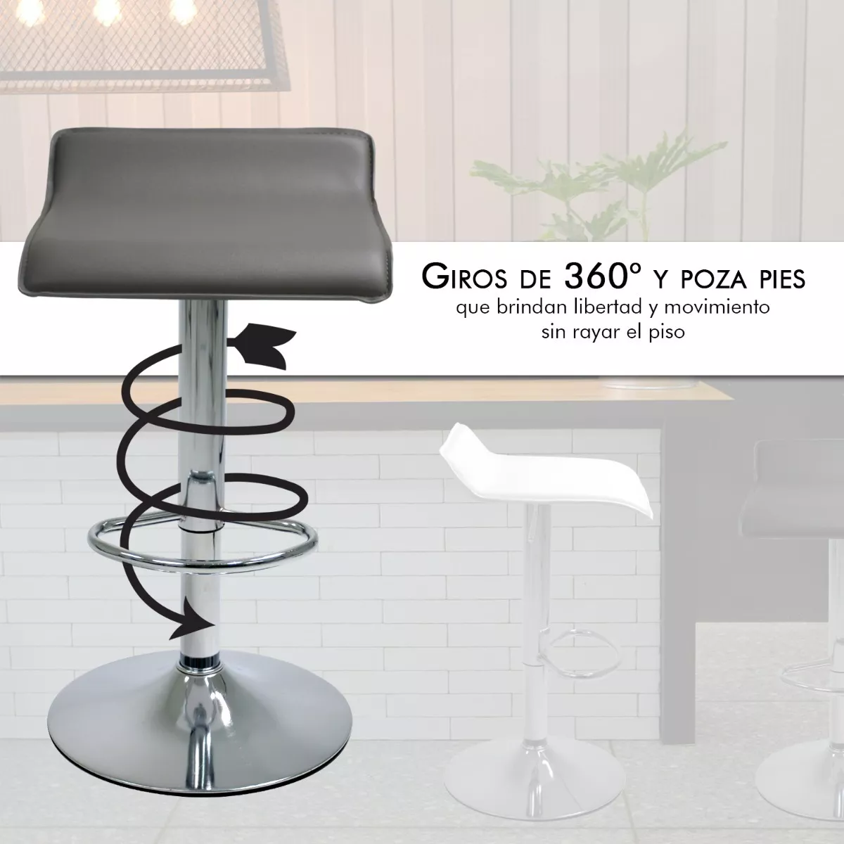 2 Bancos Altos Gris Barra Cocina Bar Cantina Cafeteria Antro Acabado de la estructura Cromado