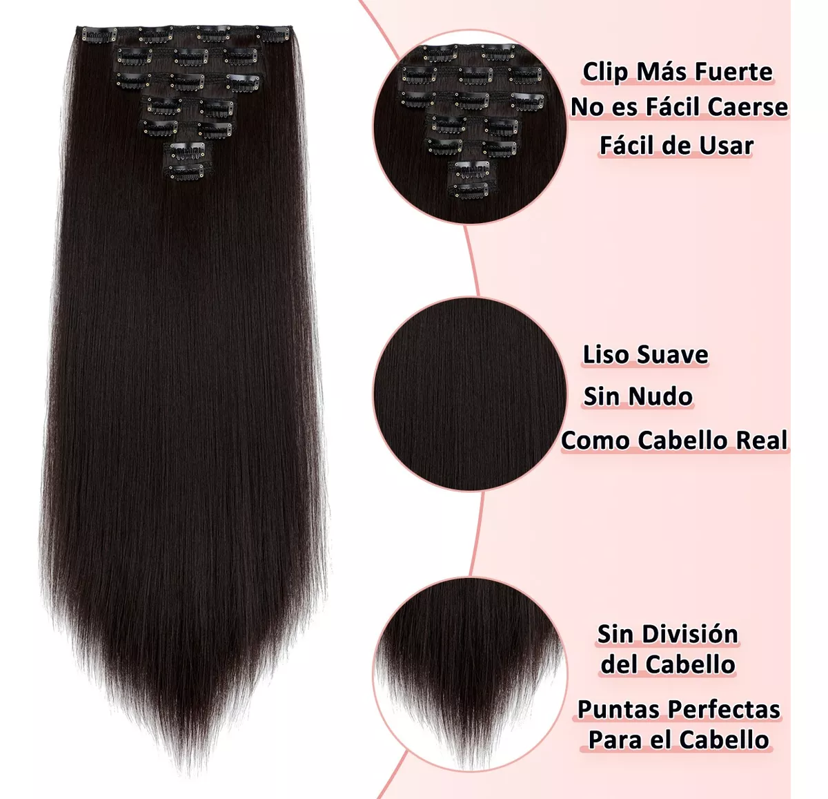 Extensiones De Cabello Con Clip De Cabeza Completa,7 Piezas