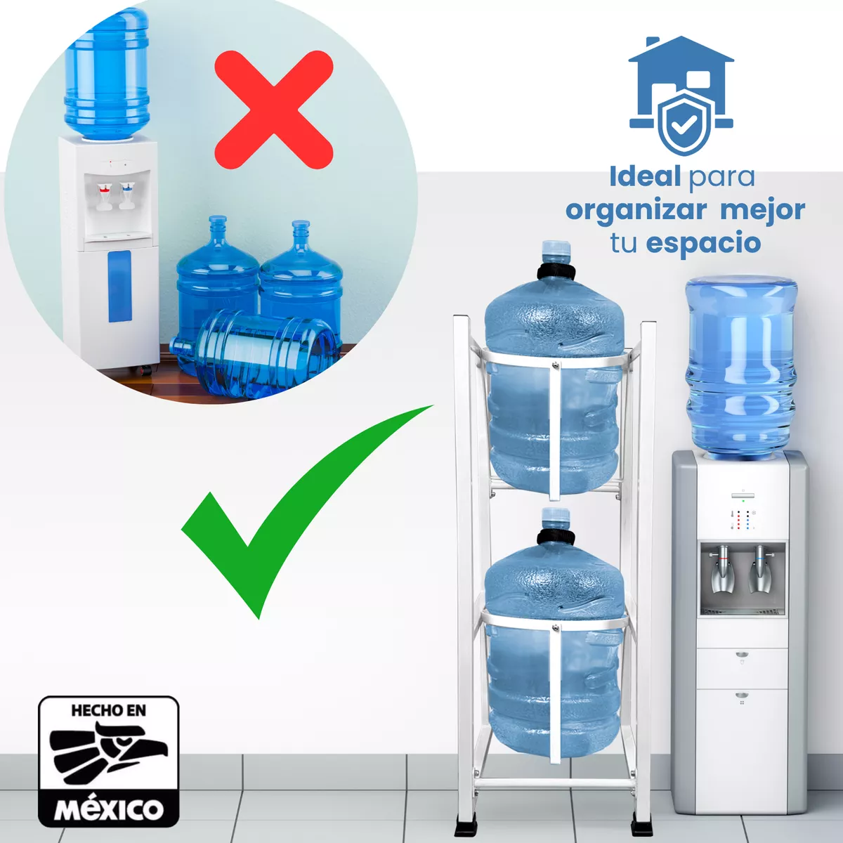 Dispensador De Agua Portagarrafones Doble De Acero Metalico