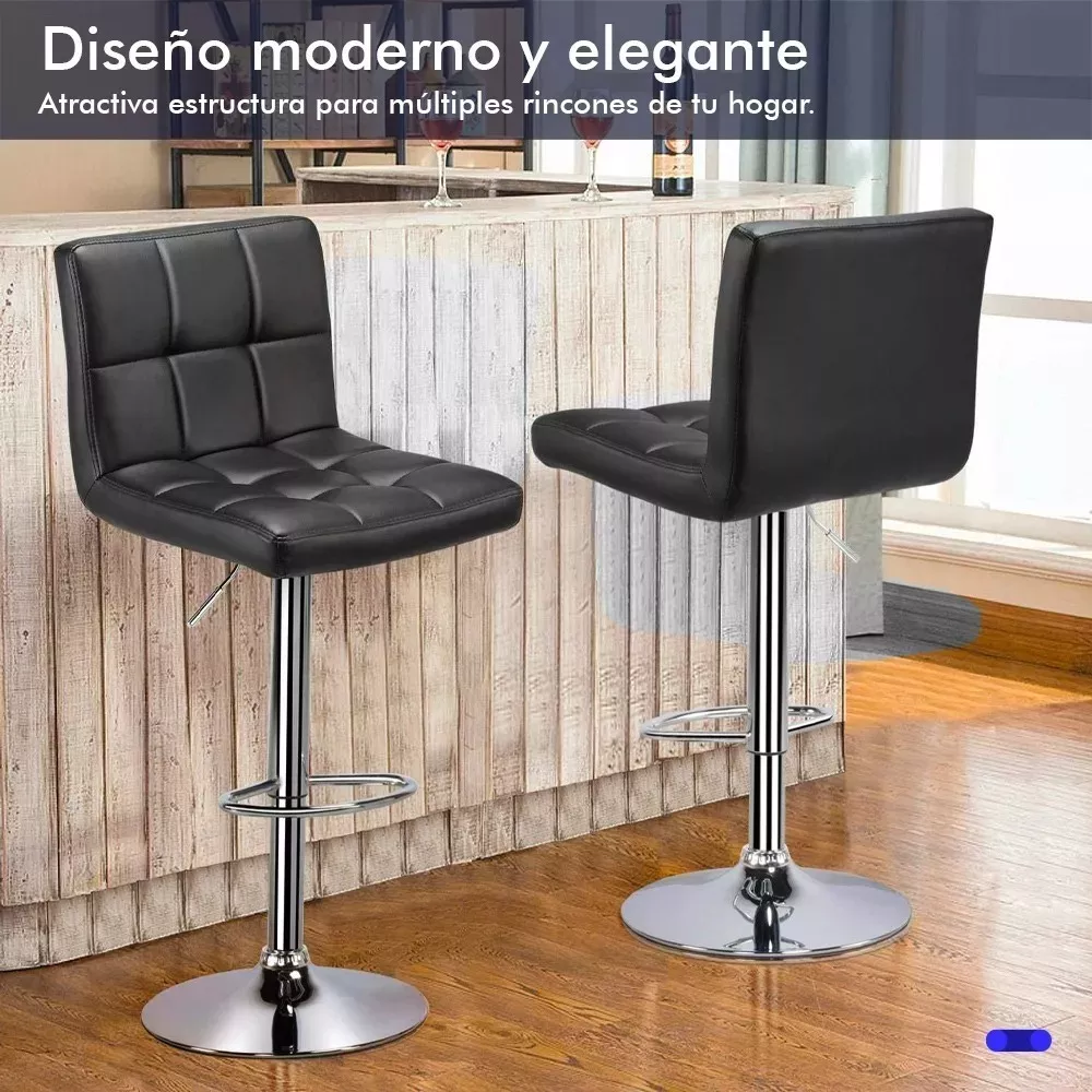 Set 2 Bancos Altos Cocina Barra Desayunador Bar Ajustable
