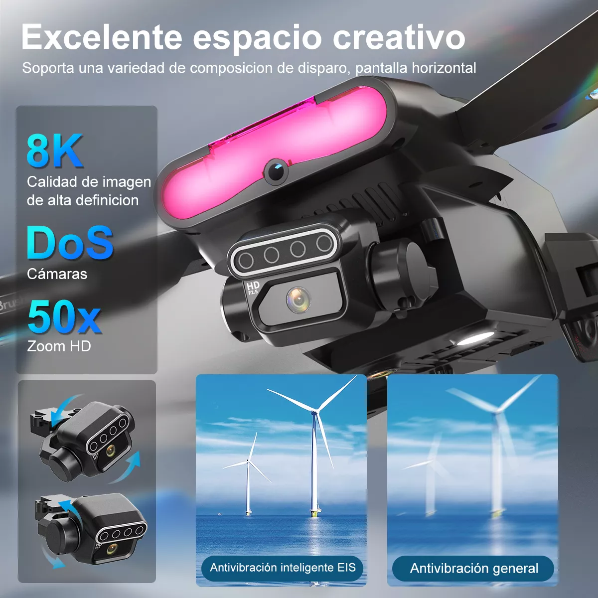 Fij Mini Drones Con Cámara 8k Hd F199 Sin Escobillas 3 Baterías