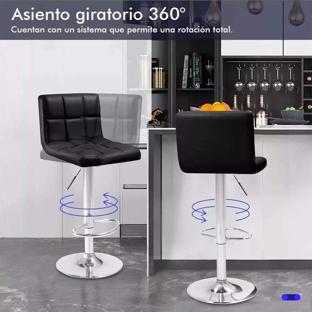 Set 2 Bancos Altos Cocina Barra Desayunador Bar Ajustable