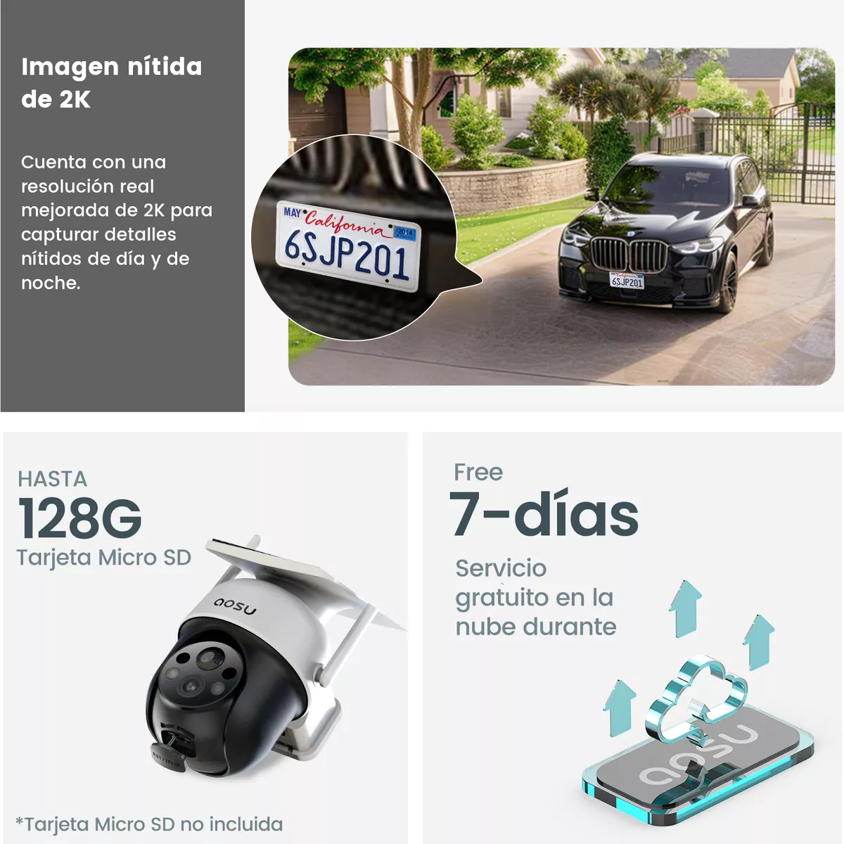 Cámara De Seguridad Solar Wifi Exterior 3mp Hd Audio 360 Ptz