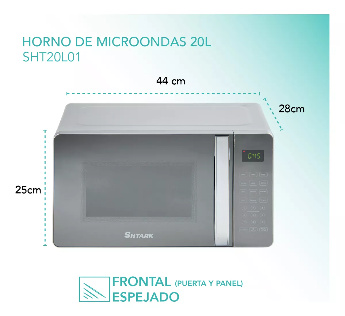 Horno De Microondas 7 Pies 20 Lts Acero Inox Espejo 120v