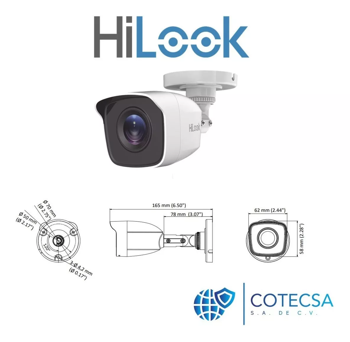 Kit Circuito Cerrado Hilook Dvr 8 Canales 6 Camaras 1080p 2mp Full Hd Thc-b120-pc Cable coaxial 18mts + Disco Duro 2tb