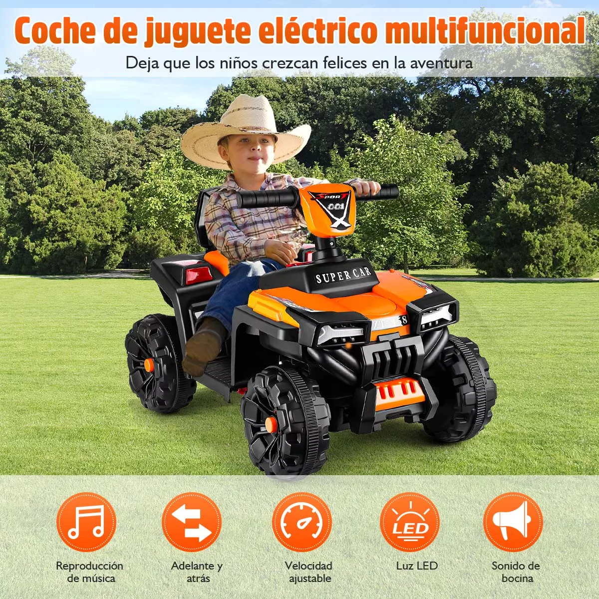 Carro Eléctrico Montable Para Niños Con Luz Led 12v Atv Moto