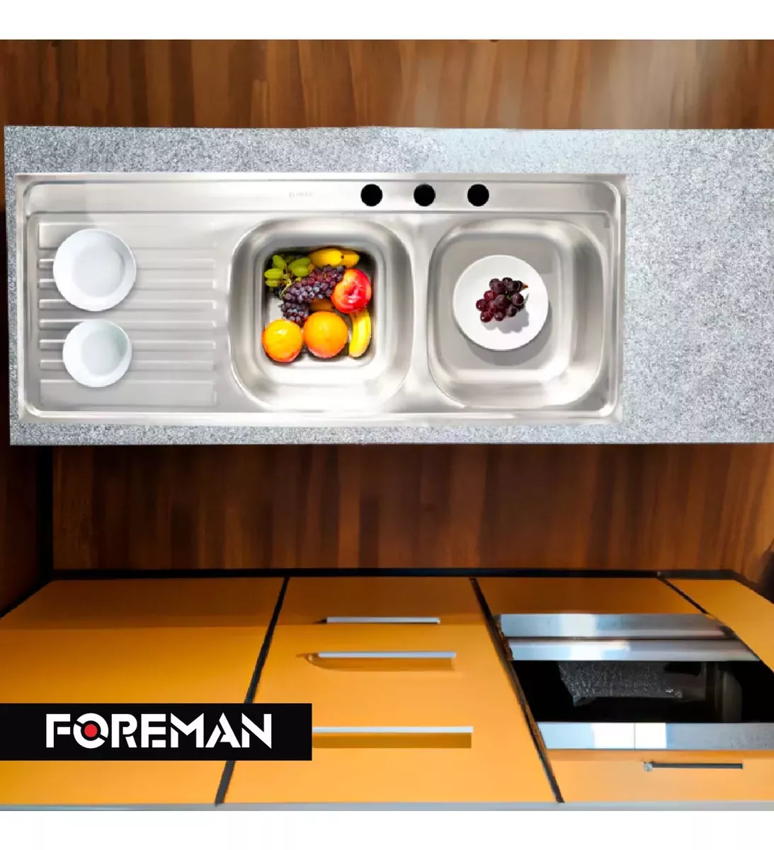 Tarja Fregadero Acero Inoxidable Doble Escurridor Cocina