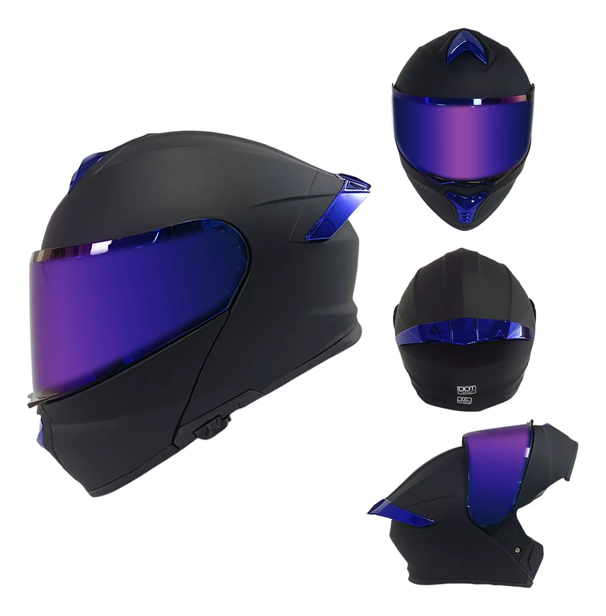 Cascos Moto Abatible Con Interior Gafas Certificación Dot