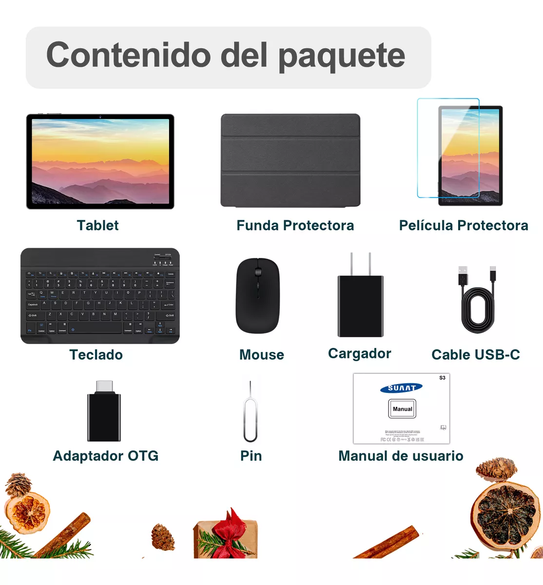 Tablet 20+128gb Android 14 Octa-core Wifi 5g Con Funda Mouse