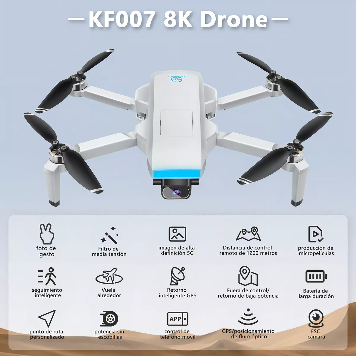 Mini drone Lian Eighty LF007 MAX con dual cámara 8K gris 6GHz 3 baterías