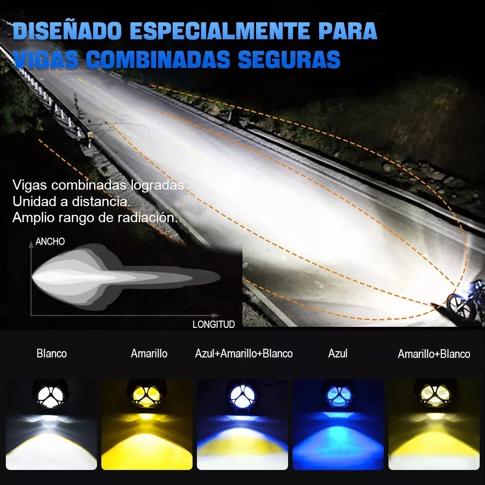 2pcs Faros Auxiliares Lupa 120w Para Auto Moto Con Estrobo