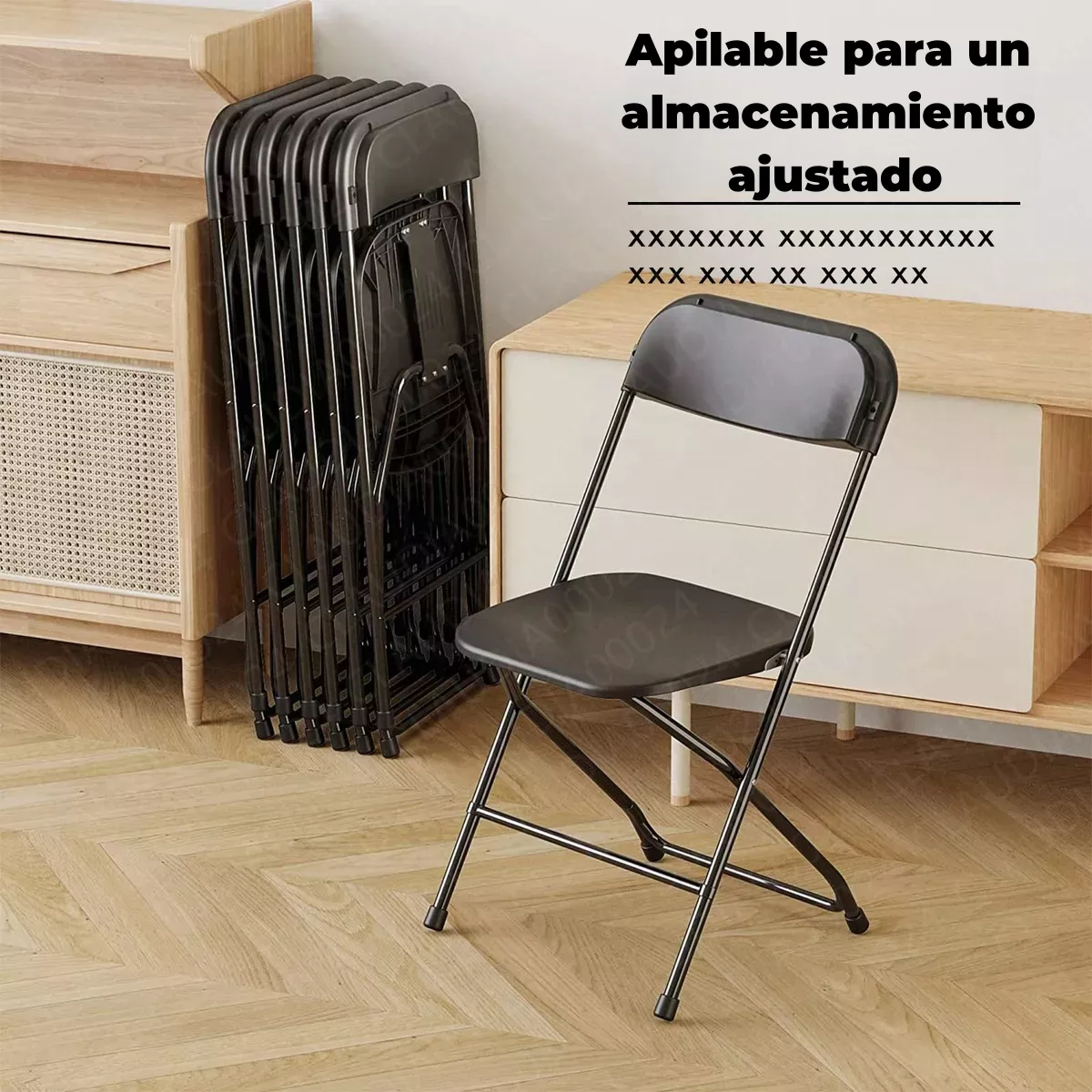 Sillas Plegable 10pc Plástico Negro Para Fiestas Y Reuniones