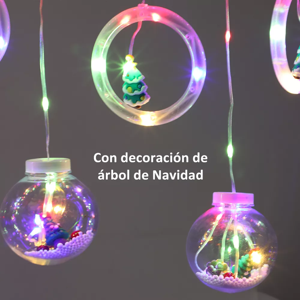 Serie De Luces Navideñas Led Cm-top Cascada De Esfera Decoración 3m 8 Modos Rgb Impermeable Y Resistente 10 Luces Blancas Colgantes
