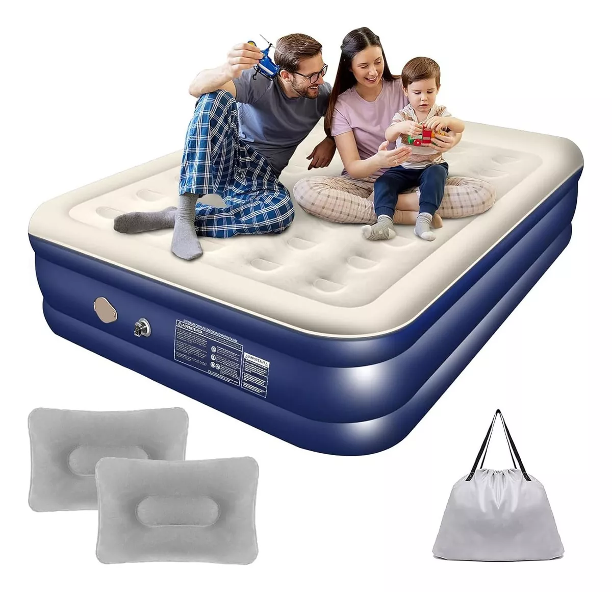 Colchón Inflable De 203 cm x 152 cm x 46 cm  Queen Color Gris/negro Hasta 500lb