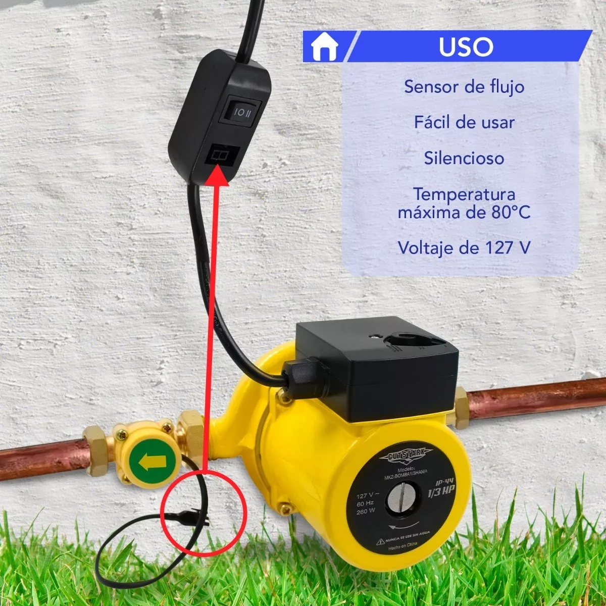 Bomba Presurizadora Agua 1/3 Hp Automatica 270 W 2 Servicios