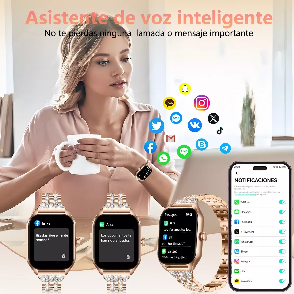 Reloj Smartwatch 1.85 Mujer Relojes Inteligentes Smart Watch