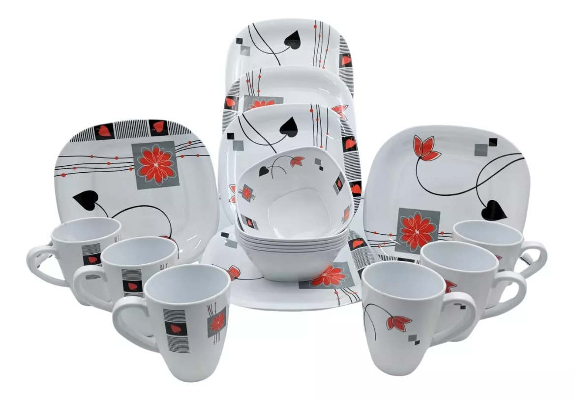 Vajilla De 18 Pzas Para 6 Personas Chrysan Melamina Moderna