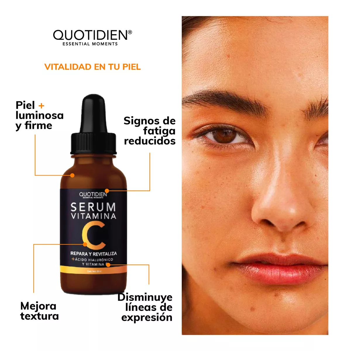 Kit Limpiador Facial + Tonico Facial + Serum Vitamina C + Suero Acido Hialuronico + Serum Niacinamida + Suero Ácido Glicolico + Gel Contorno De Ojos Quotidien Kit Hidratacion Facial - Paquete
