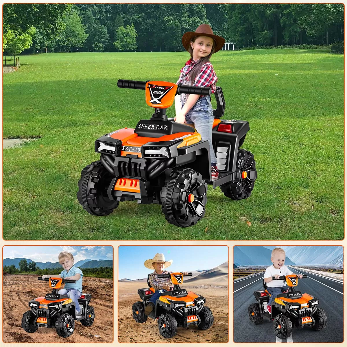 Carro Eléctrico Montable Para Niños Con Luz Led 12v Atv Moto