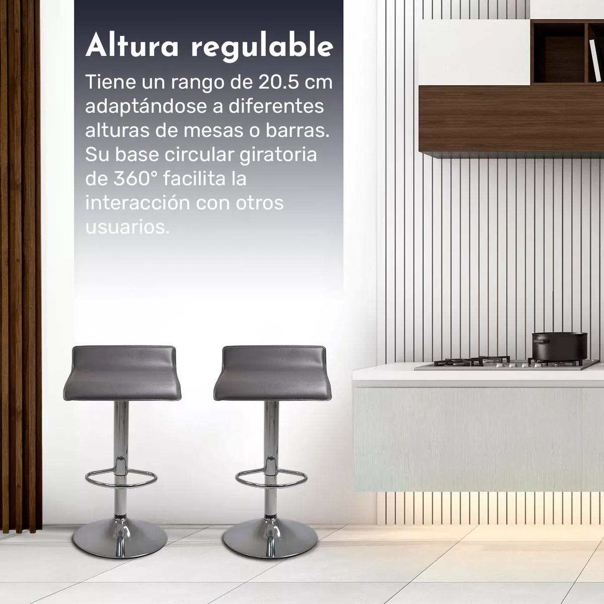 2 Bancos Altos Gris Barra Cocina Bar Cantina Cafeteria Antro Acabado de la estructura Cromado