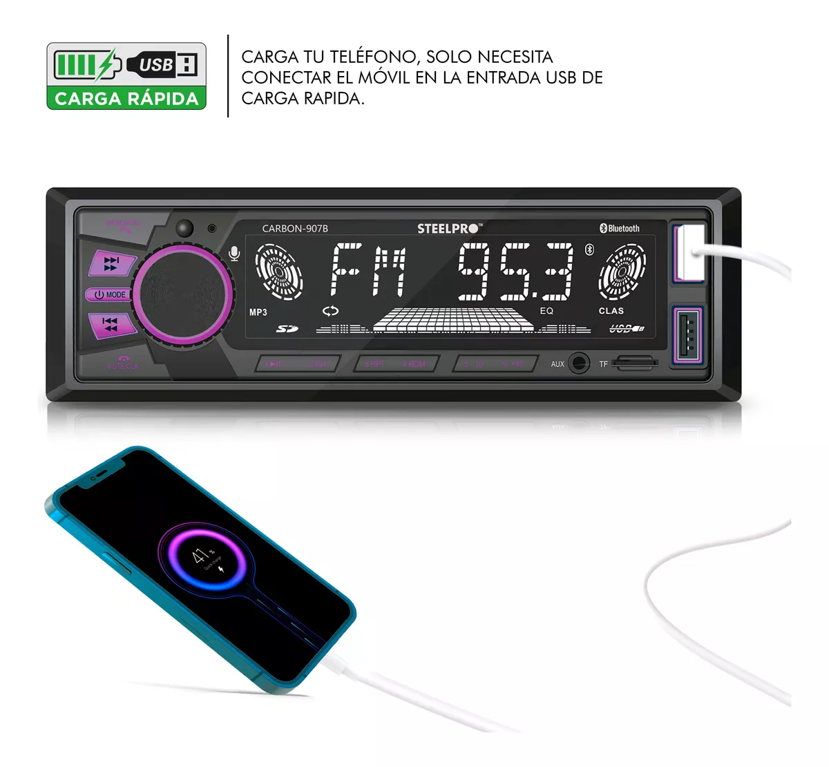 Kit Autoestéreo Steelpro Bluetooth + Bocinas 6.5 Soundstream