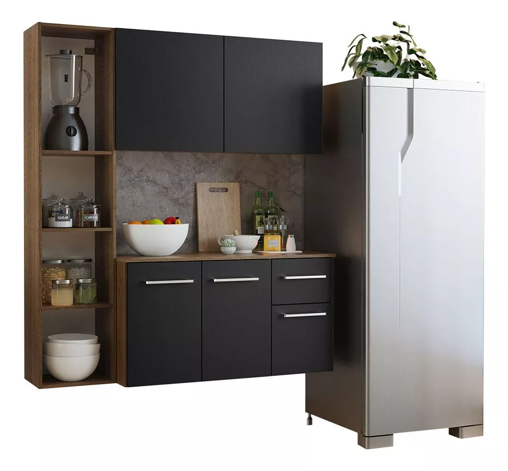 Cocina Integral Completa Modular Madesa Easy 120cm Color Rustic/Negro