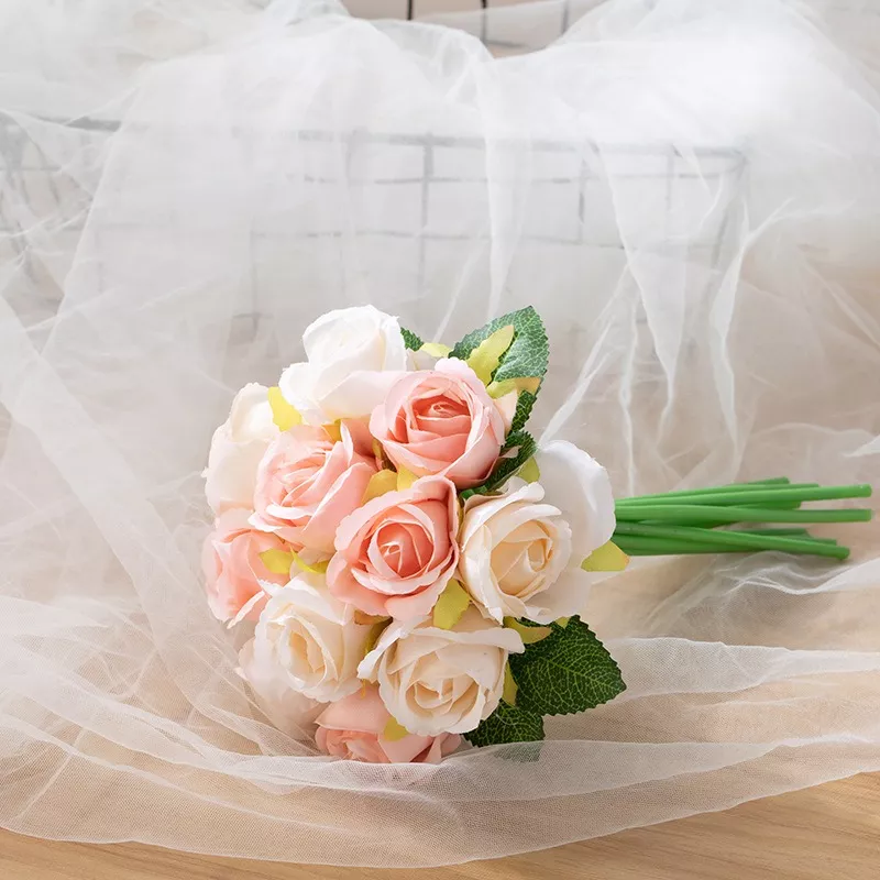 Ramo De Rosas Flores Artificiales Imitación De 24 Piezas