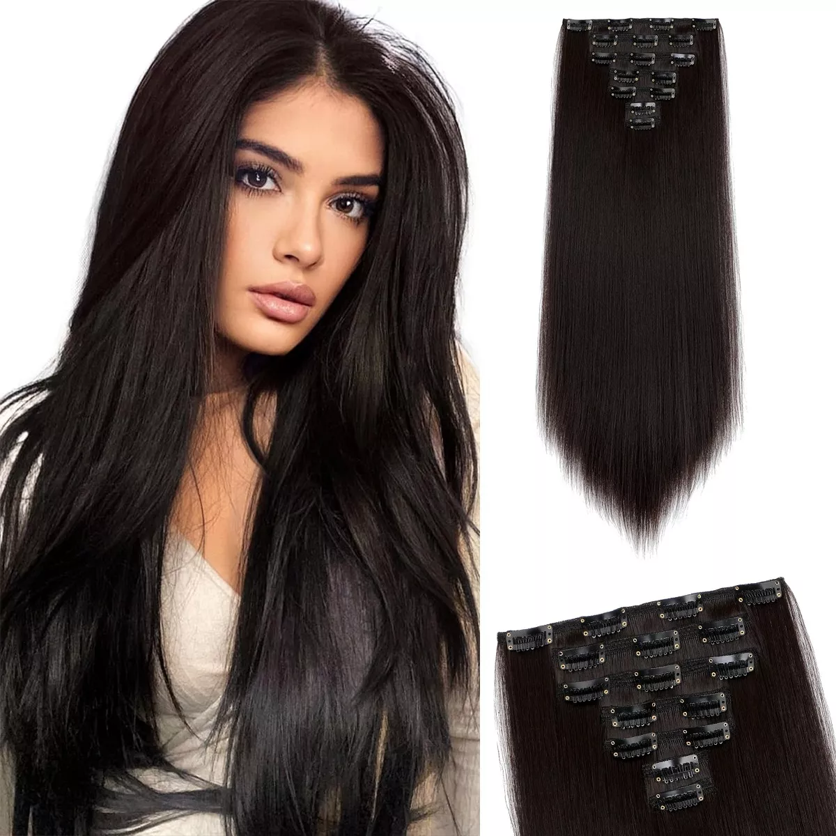 Extensiones De Cabello Con Clip De Cabeza Completa,7 Piezas
