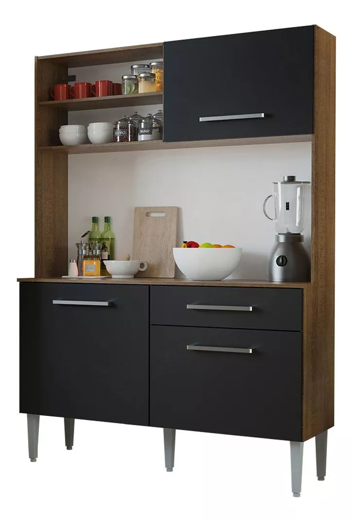 Cocina Integral Completa Modular Madesa Life 120cm Color Marron/Negro